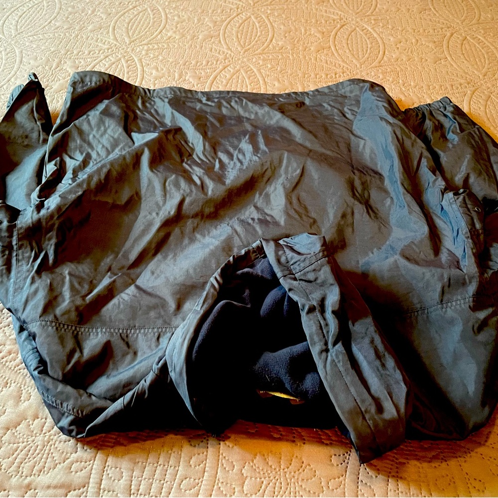NWT Fleece lined Nylon Hooded Jacket Dark blue